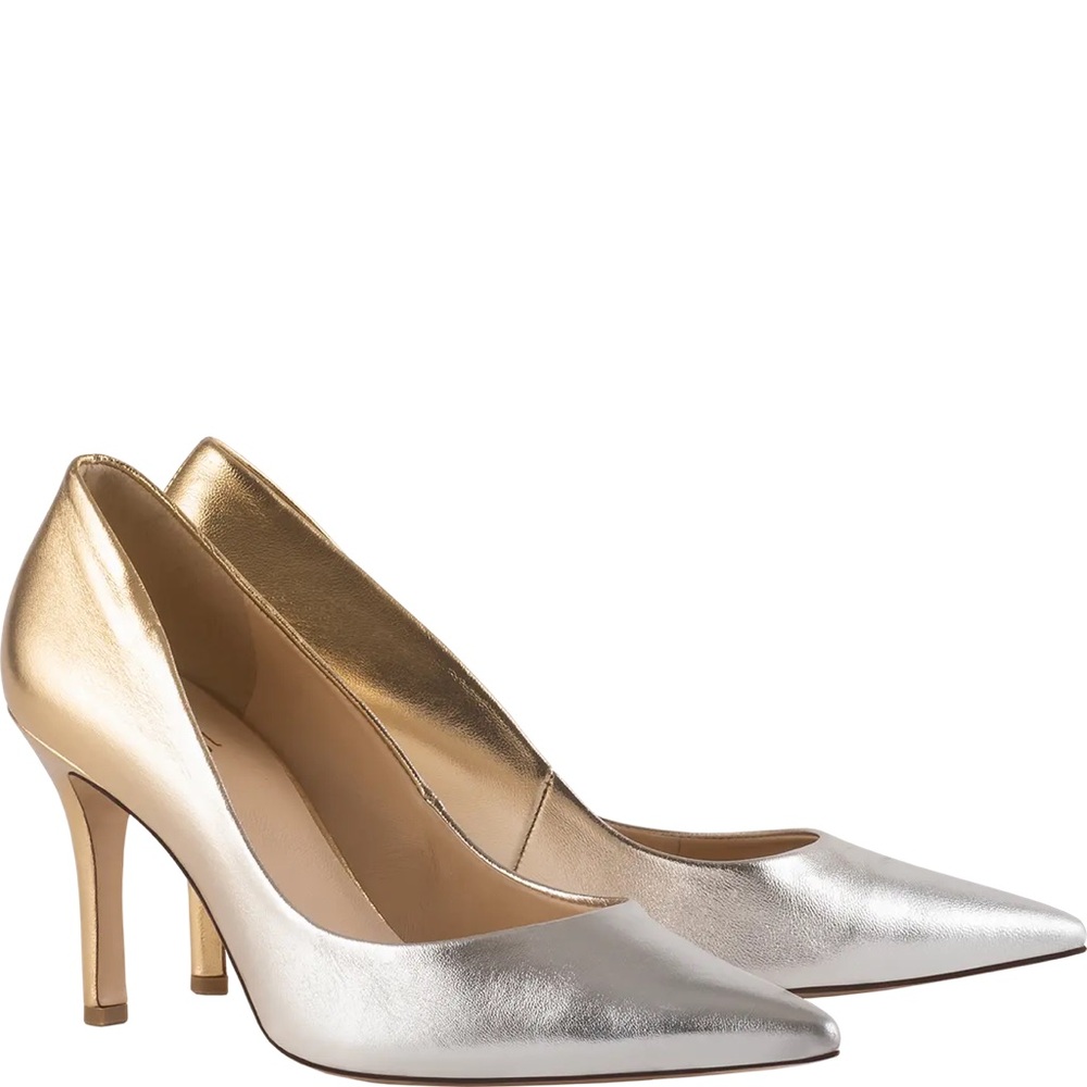 Leather gold silver gradient pumps 7.5 US 3 inches heel